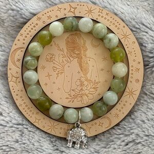 Green Jade Elephant Beaded Bracelet
